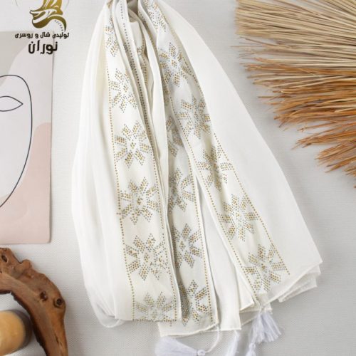 خرید عمده شال مجلسی ژورژت شکرباف نگینی اعلاء - شال و روسری زنانه عمده
