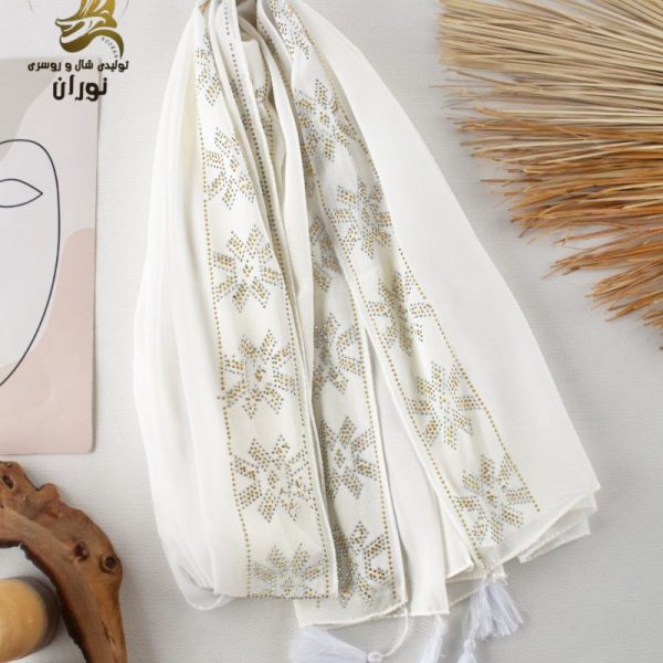 خرید عمده شال مجلسی ژورژت شکرباف نگینی اعلاء - شال و روسری زنانه عمده