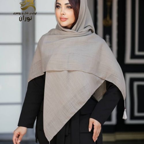 فروش عمده روسری نخی لنین ساده منگوله دار اعلاء - شال و روسری زنانه عمده