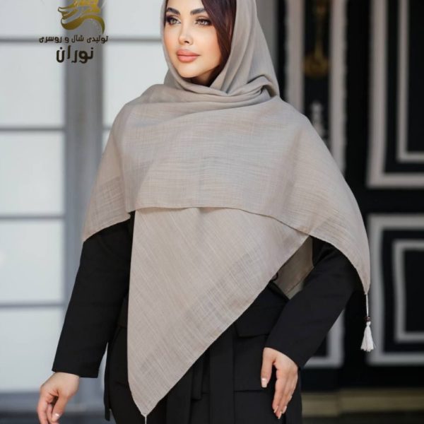 فروش عمده روسری نخی لنین ساده منگوله دار اعلاء - شال و روسری زنانه عمده