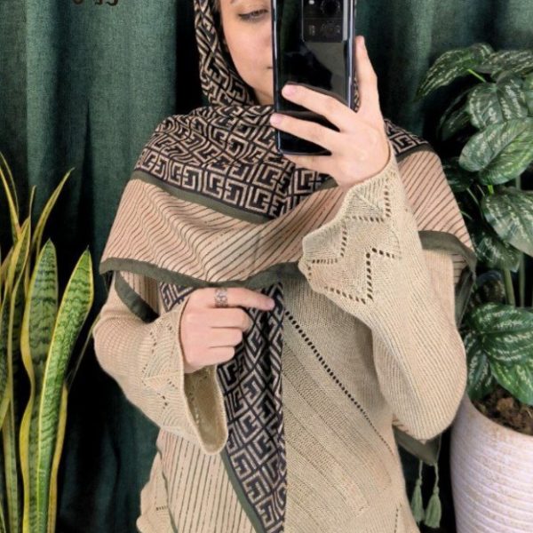 خرید عمده روسری نخی سیااسکارف منگوله دار اعلاء - شال و روسری زنانه عمده