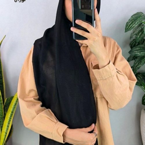 خرید عمده شال نخی دنیز مشکی منگوله دار اعلاء - شال و روسری زنانه عمده