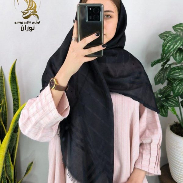 فروش عمده روسری نخی اشکی مشکی اعلاء - شال و روسری زنانه عمده