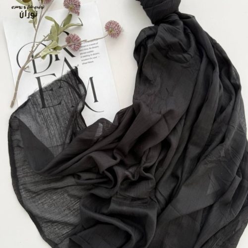 خرید عمده شال سوپر نخ چینی مشکی اعلاء - شال و روسری زنانه عمده