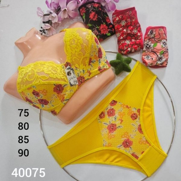 خرید عمده ️ست دانتل فنردار گلدار ️ کد40075