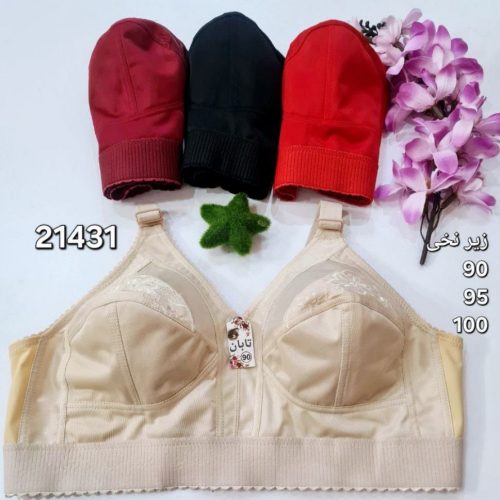 خرید عمده ️سوتین گلدوزی کش پهن رستمی اعلاء ️ کد21431