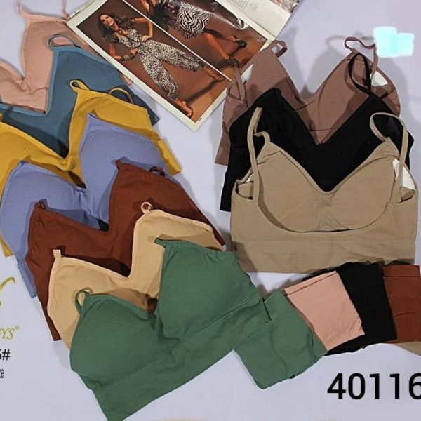 خرید عمده ️ست نیم تنه نخی کبریتی اصل‌‌BINNYS اعلاء ️ کد40117 - شورت و سوتین زنانه عمده