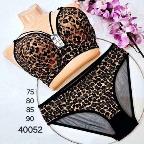 فروش عمده ⚜️ست پلنگی هارنس دار فنردار⚜️ کد40052 - شورت و سوتین زنانه عمده
