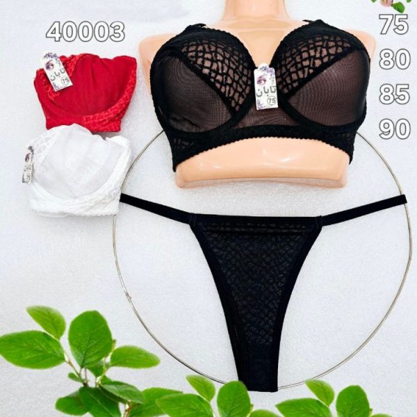 فروش عمده ⚜️ست نیمه دانتل فنردار⚜️ کدb_40003 - شورت و سوتین زنانه عمده