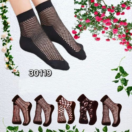 خرید عمده ️جوراب مچی زنبوری دو ربع ️ کد30119 - جوراب زنانه عمده
