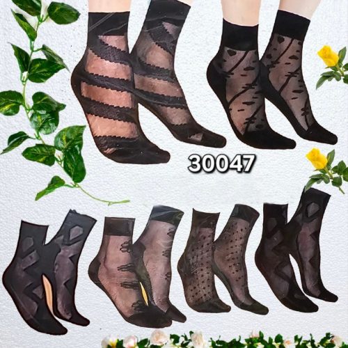 خرید عمده ️جوراب مچی پارازین شیشه ای طرحدار ️ کد30047 - جوراب زنانه عمده
