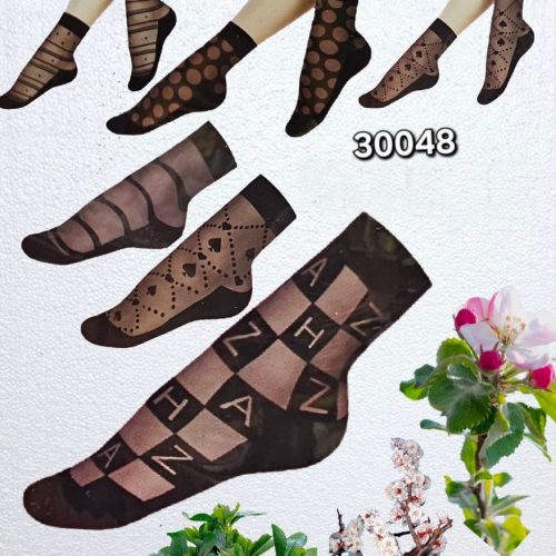خرید عمده ️جوراب مچی پارازین شیشه ای طرحدار ️ کد30048 - جوراب زنانه عمده