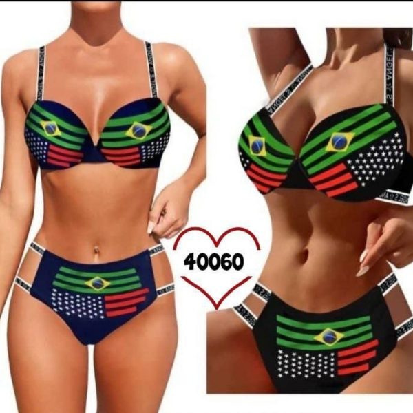 خرید عمده ️ست اسفنجی فنردار برزیل ️ کد40060 - شورت و سوتین زنانه عمده