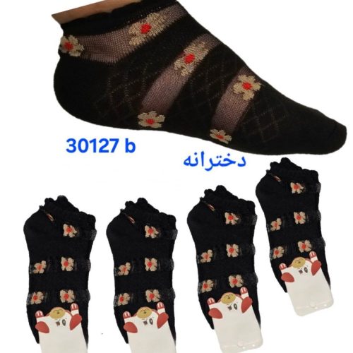 خرید عمده ️جوراب نخی شیشه ای دخترانه ️ کدb_30127 - جوراب دخترانه عمده