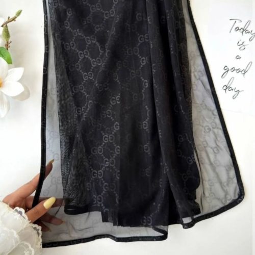 شال تور مشکی طرح دار کد 139951 - خرید شال و روسری زنانه عمده