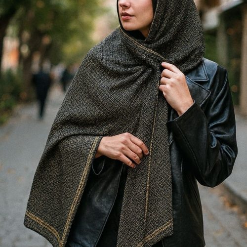 شال بلاژیو منگوله دار کد 140180 - خرید شال و روسری زنانه عمده