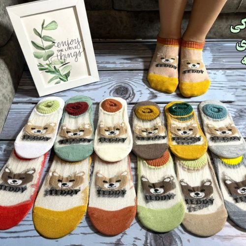 خرید عمده جوراب زیرقوزکی شیشه ای ریزبافت اعلاء بچه گانه - جوراب دخترانه عمده
