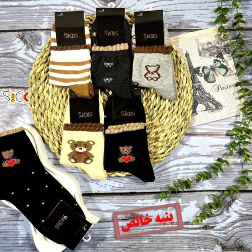 خرید عمده جوراب نیم ساق ریزبافت نخ پنبه خالص ترک اعلاء - جوراب زنانه عمده
