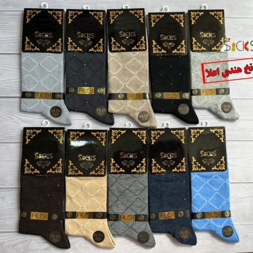 جوراب ساقدار ریزبافت نخ هندی مردانه اعلاء کد 138541 - خرید جوراب مردانه عمده