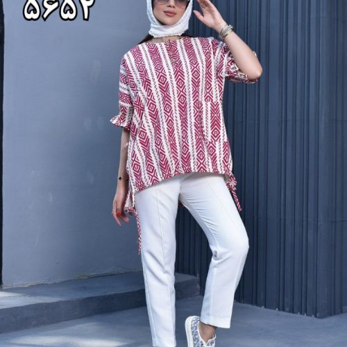 خرید عمده 🔶تونیک لینن پنبه تک جیب تمام چاپ🔶 کد5652