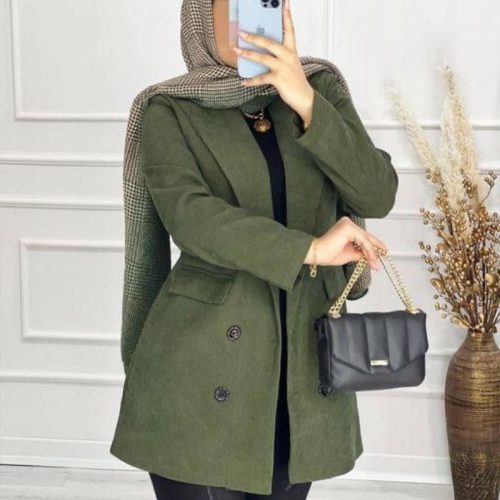 خرید عمده 🔶کت مخمل کبریتی یقه آرشال🔶 کد4626