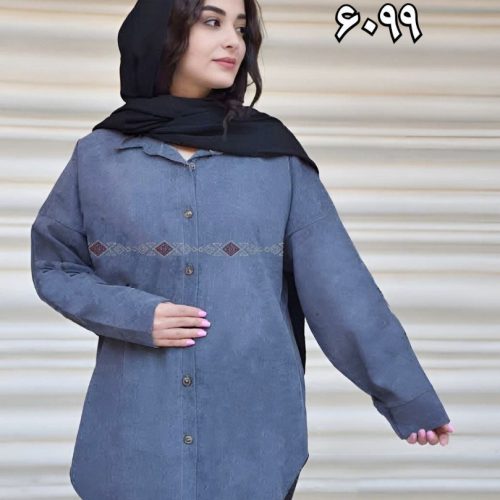 خرید عمده مانتو مخمل کبریتی گلدوزی نوار سنتی کد6099