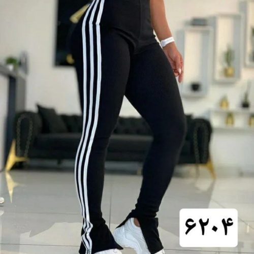 فروش عمده 🔶شلوار لگ کنار نوار کبریتی🔶 کد6204 - ست تیشرت شلوار زنانه عمده