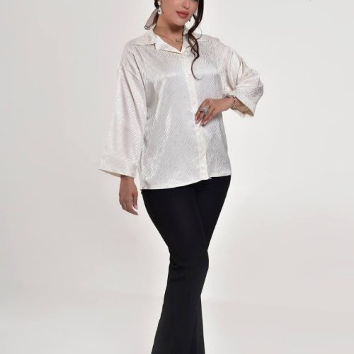 خرید عمده شومیز یقه مردانه ساتن زارا کد6226.3 - شومیز زنانه عمده