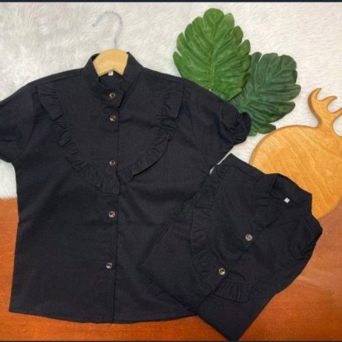 شومیز دکمه ای مشکی فروش عمده پوشاک
