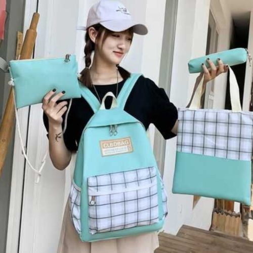 فروش عمده ست کیف و کوله ۴تیکه رنگ سبز - ابزار آرایشی عمده