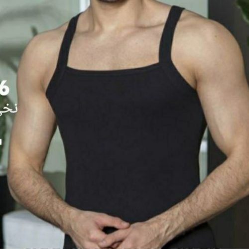 خرید عمده زیرپوش یقه خشتی مردانه مشکی - زیر پوش مردانه عمده