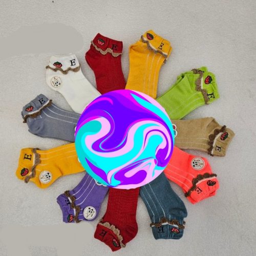 جوراب نخی دخترانه مچی 30080 کد 136321 - خرید جوراب دخترانه عمده