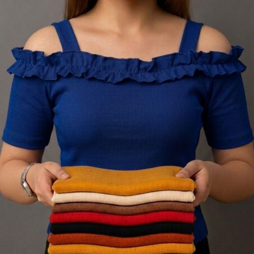 تیشرت چین خور کد 147826 - خرید تاپ و تیشرت زنانه عمده