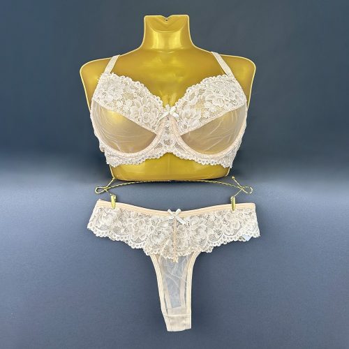 ست تمام دانتل گرد نامرئی کد 139448 - خرید شورت و سوتین زنانه عمده