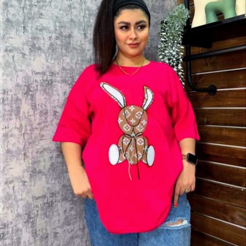 فروش عمده تیشرت لانگ خرگوش بندی کفشی کد 132302