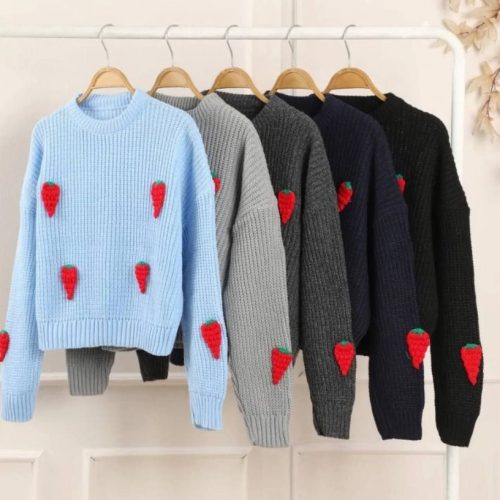 فروش عمده بلوز بافت توت فرنگی کد 132524