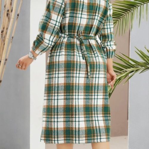 خرید عمده مانتو چهار خانه یقه گرد زنانه