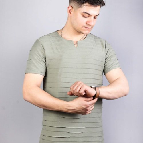 خرید عمده تیشرت مردانه یقه کوبایی - تیشرت مردانه عمده