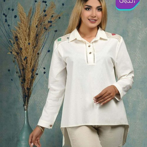 خرید عمده تونیک زنانه یقه دار گلدوزی لوزی - مانتو زنانه عمده