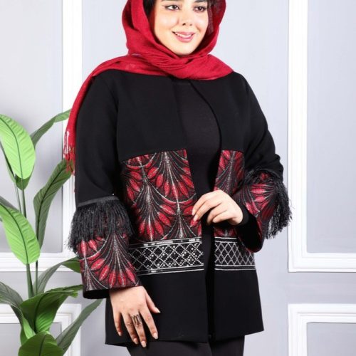 خرید عمده مانتو کرپ زنانه آستين و پایین سنگ دوزی - مانتو زنانه عمده