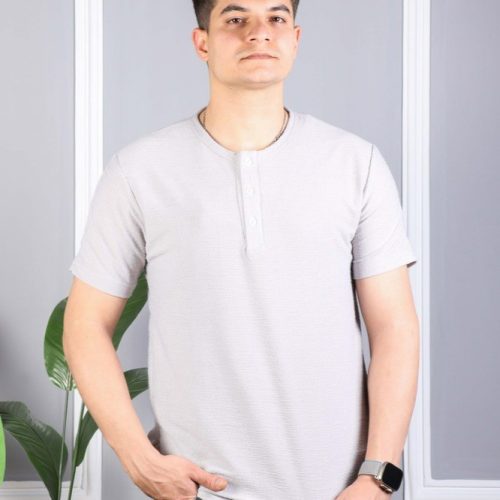 خرید عمده تیشرت مردانه ۳ دکمه یقه گرد - تیشرت مردانه عمده