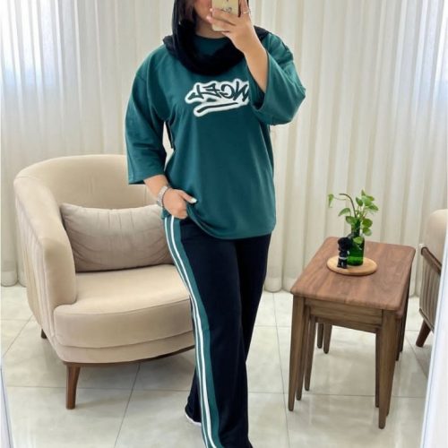 ست تیشرت وشلوار کد 141484 - خرید ست تیشرت شلوار زنانه عمده