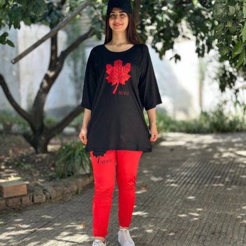 خرید عمده ست تیشرت شلوار برگ - ست تیشرت شلوار زنانه عمده