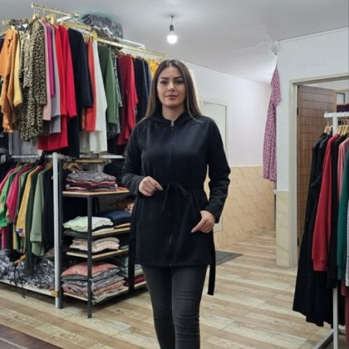 سویشرت بلند تمام زیپ کد 135192 - خرید کاپشن و هودی زنانه عمده