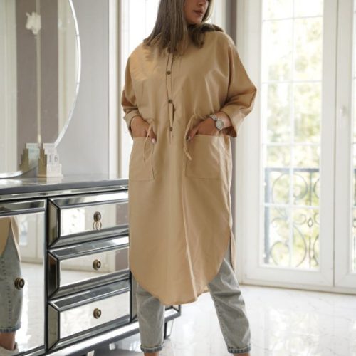 مانتو پراهنی کد 136073 - خرید مانتو زنانه عمده