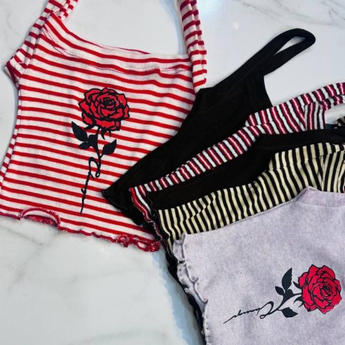 نیم تنه‌کراپ گل کد 136086 - خرید نیم تنه زنانه عمده