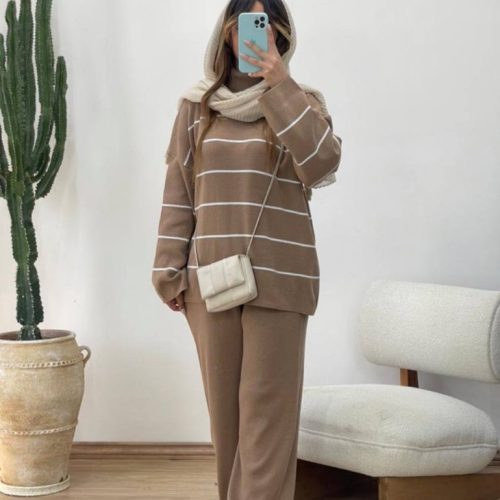 ست بافت کد 136702 - خرید ست بلوز شلوار زنانه عمده