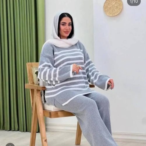 ست بافت کد 136703 - خرید ست بلوز شلوار زنانه عمده