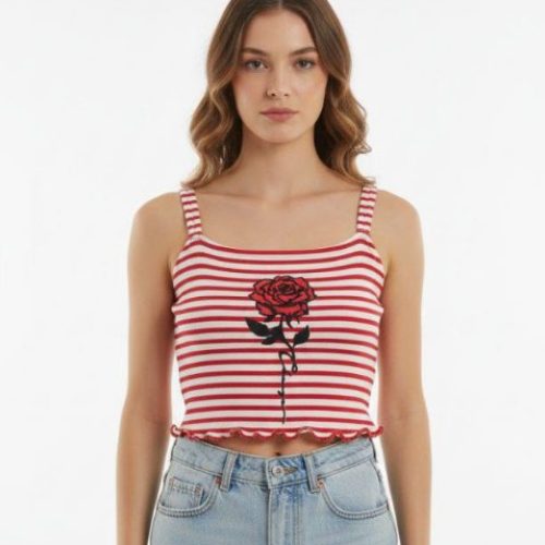 نیم تنه کراپ گیلاسو گل کد 139734 - خرید نیم تنه زنانه عمده