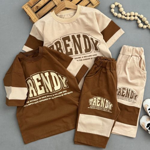 فروش عمده عیدانه🌱 ست تیشرت شلوارک پسرانه trendy - ست تیشرت شلوار پسرانه عمده